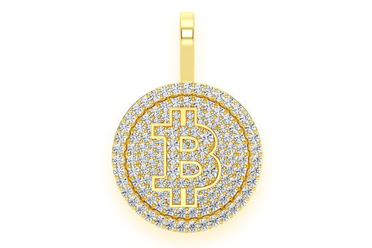 BITCOIN DIAMOND PENDANT 14K SOLID GOLD 1.10CTW