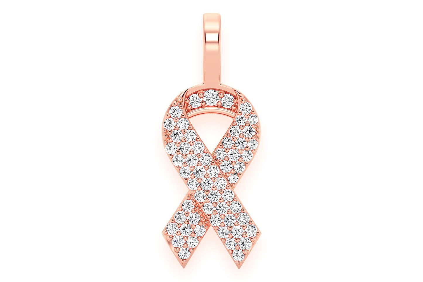 AWARENESS RIBBON DIAMOND PENDANT 14K SOLID GOLD .25CTW