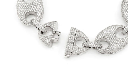 18MM MARINER LINK DIAMOND BRACELET 14K SOLID GOLD 14.00CTW