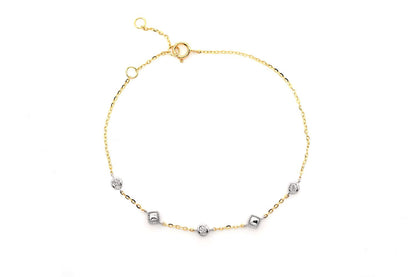 SQUARE BEAD & BEZEL DIAMOND BRACELET 14K SOLID GOLD 0.05CTW