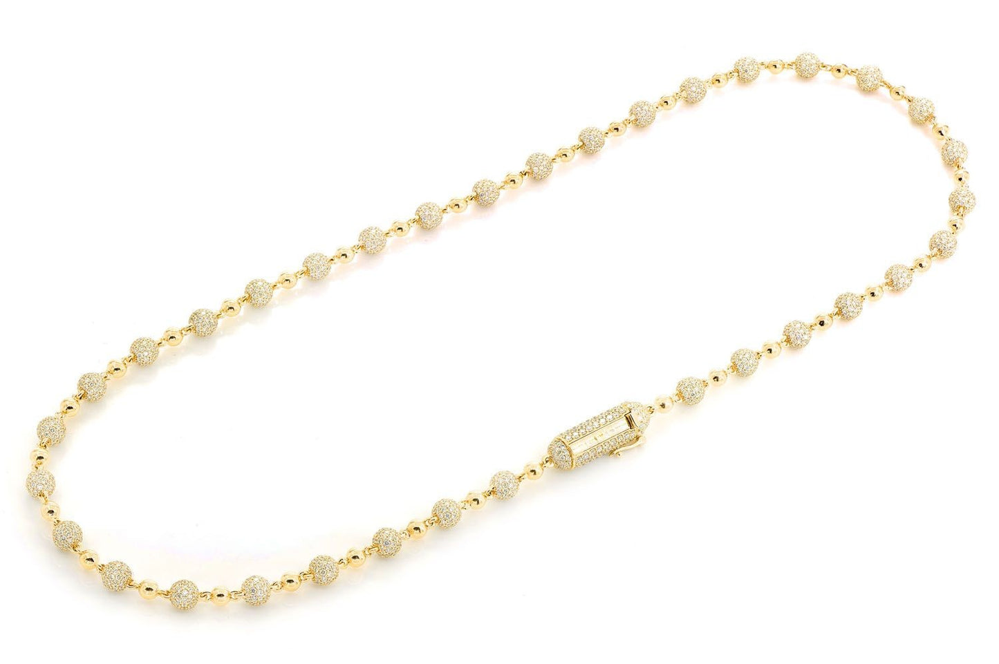 BEADED DIAMOND NECKLACE 14K SOLID GOLD 21.50CTW
