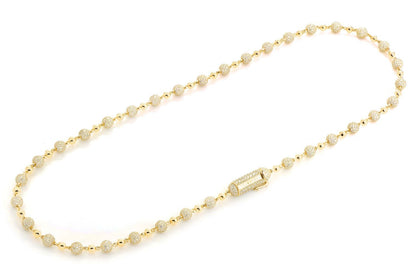 BEADED DIAMOND NECKLACE 14K SOLID GOLD 21.50CTW