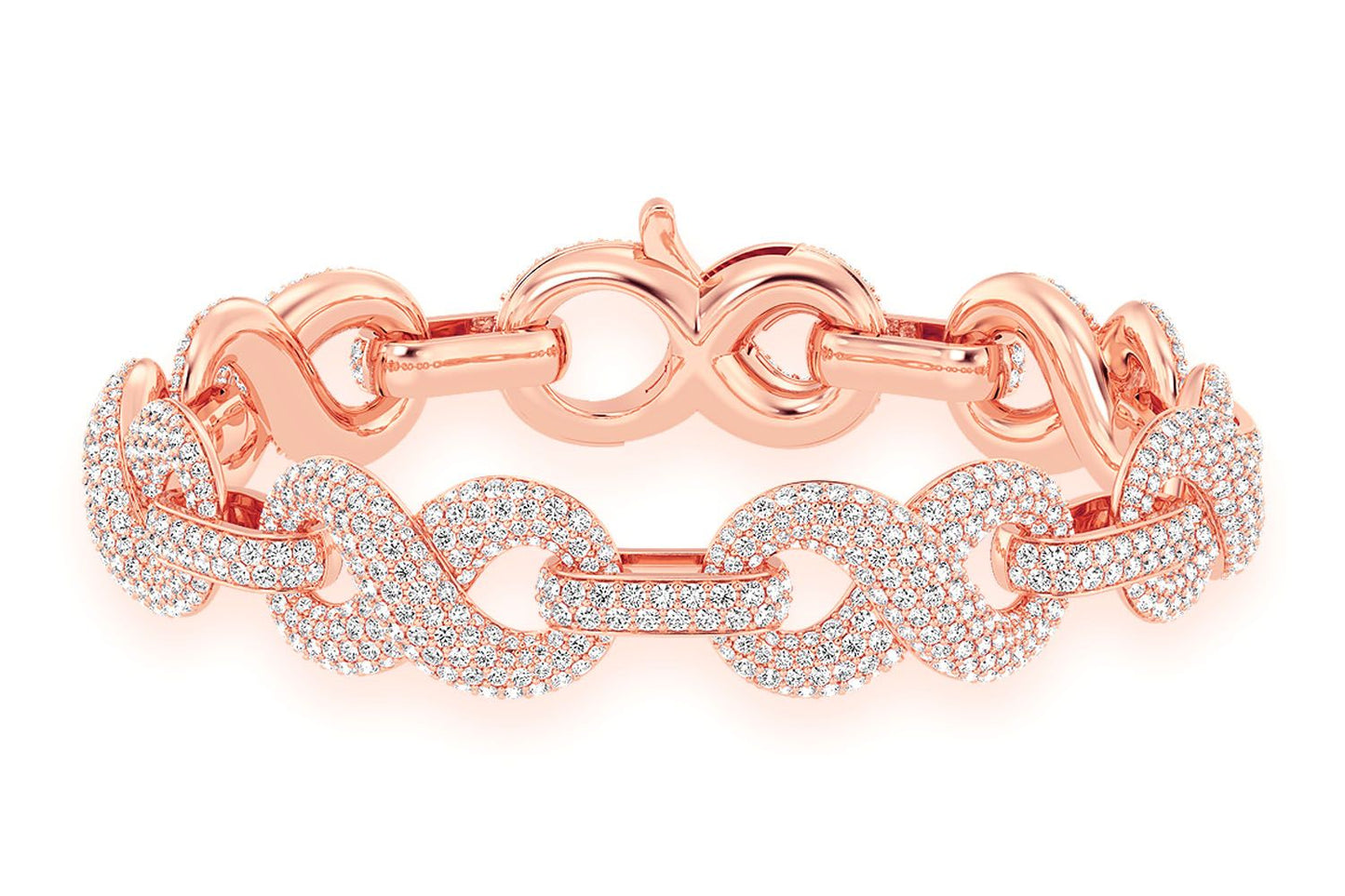 INFINITY LINK DIAMOND BRACELET 14K SOLID GOLD 9.00CTW