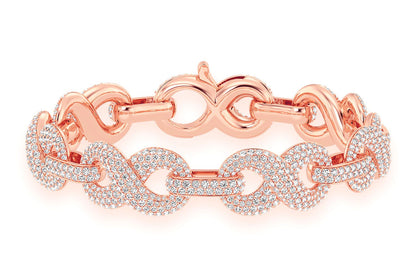 INFINITY LINK DIAMOND BRACELET 14K SOLID GOLD 9.00CTW