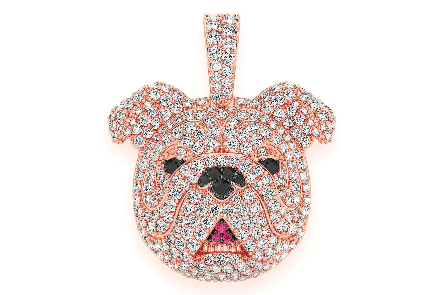BULLDOG DIAMOND PENDANT 14K SOLID GOLD 1.55CTW
