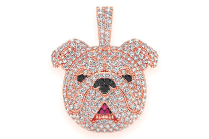 BULLDOG DIAMOND PENDANT 14K SOLID GOLD 1.55CTW