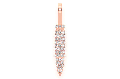 BULLET DIAMOND PENDANT 14K SOLID GOLD .65CTW