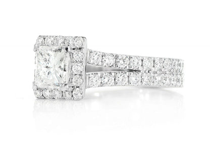 SPHINX - PRINCESS HALO SPLIT SHANK DIAMOND RING 14K SOLID GOLD 2.72CTW
