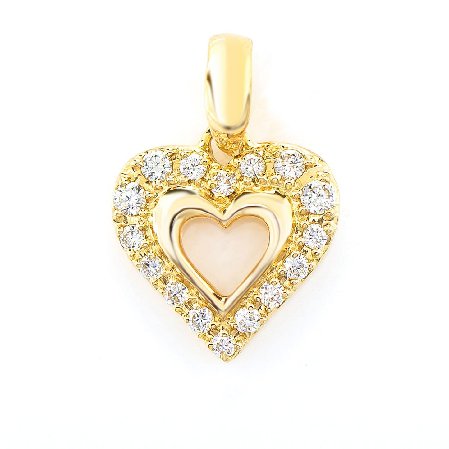 OPEN HEART HALO DIAMOND PENDANT 14K SOLID GOLD 0.40CTW