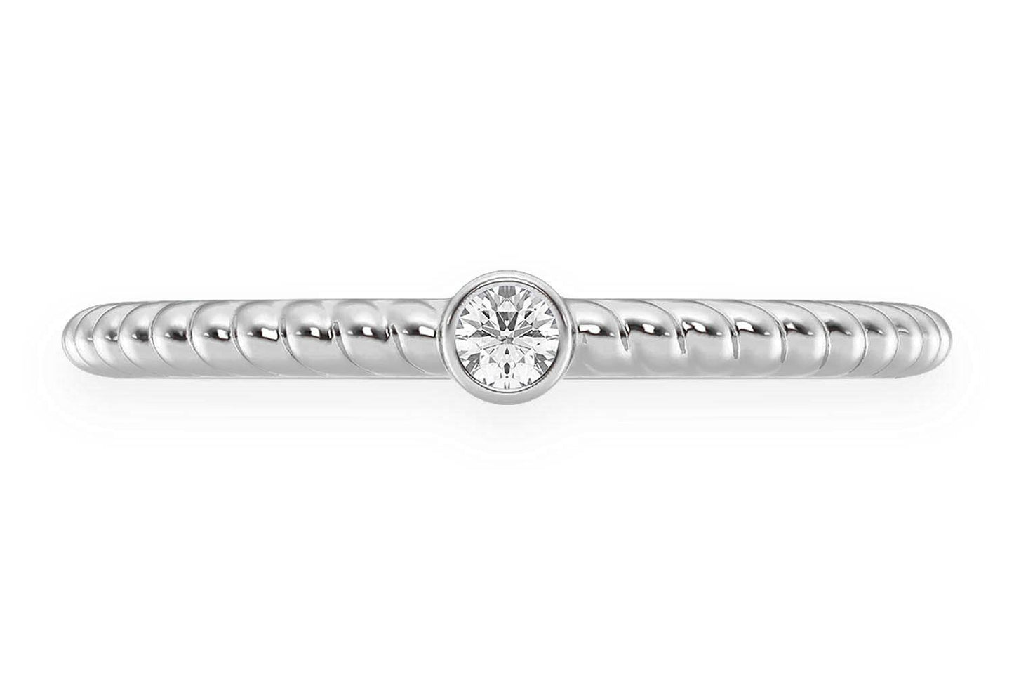 INEL ROTUND CU BEZEL ȘNUR ȘI DIAMANT, AUR MASIV DE 14K, 0.05CT