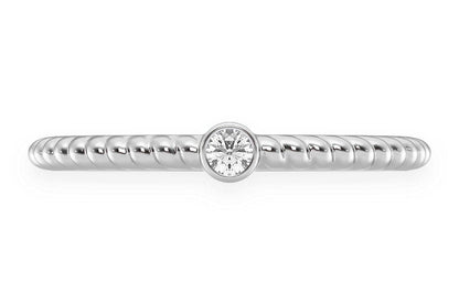 INEL ROTUND CU BEZEL ȘNUR ȘI DIAMANT, AUR MASIV DE 14K, 0.05CT