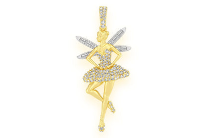PANDANT ARIPI DE BALERINĂ CU DIAMANT, AUR MASIV DE 14K, 0,65 CT