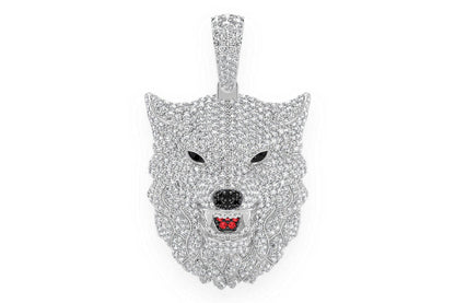 WOLF DIAMOND PENDANT 14K SOLID GOLD 4.75CTW
