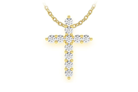 HIDDEN BAIL CROSS PENDANT 14K SOLID GOLD 0.40CTW