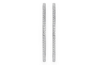 CERCEI MARI CU DIAMANTE, VERTICALE, AUR MASIV DE 14K, 4.00CT
