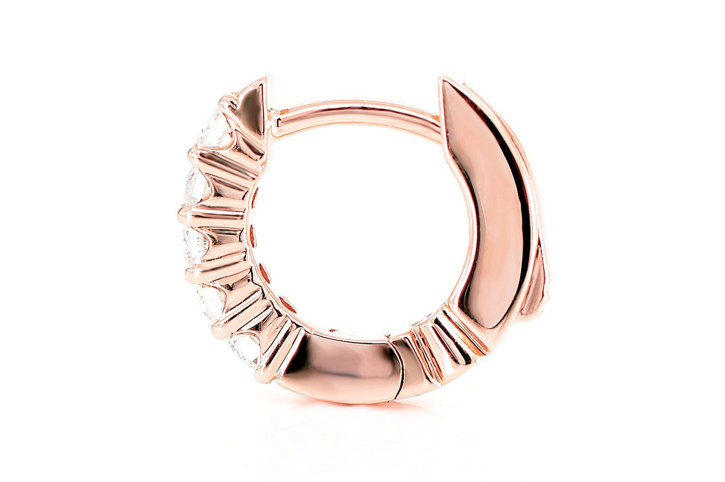 SCALLOP DIAMOND HOOP EARRINGS 14K SOLID GOLD 0.30CTW