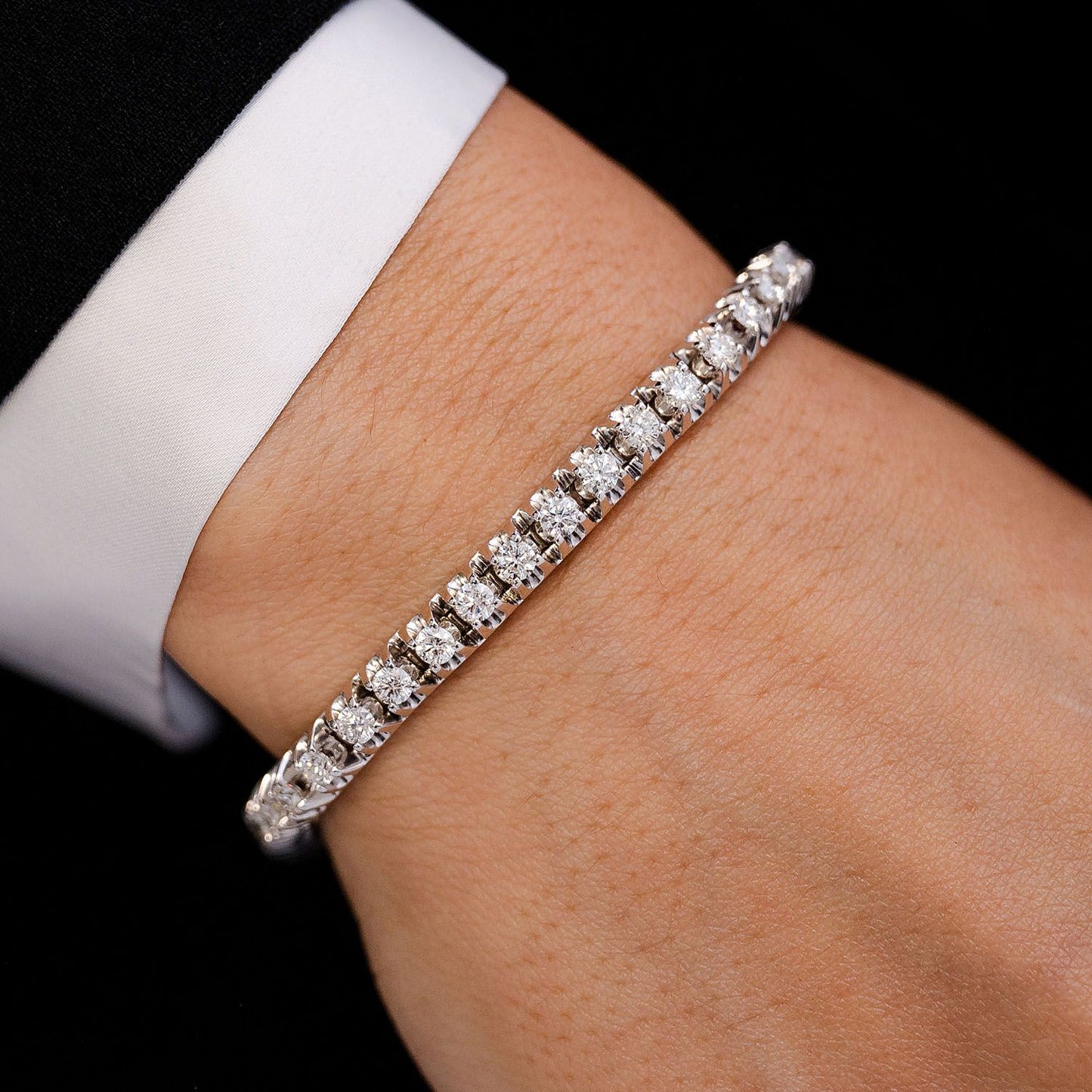 ELEVATED PRONG SET DIAMOND TENNIS BRACELET 14K SOLID GOLD 4.75CTW