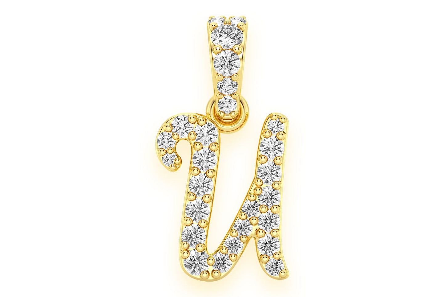 PANDANT CU DIAMANT CU LITERE CURSIVE, AUR MASIV DE 14K, 0.10CTW