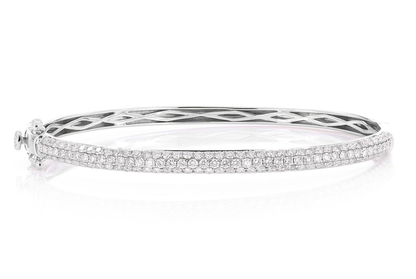 3 ROW BUBBLY DIAMOND BANGLE BRACELET 2.00CTW 14K SOLID GOLD