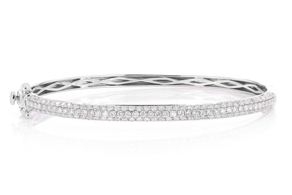 3 ROW BUBBLY DIAMOND BANGLE BRACELET 2.00CTW 14K SOLID GOLD