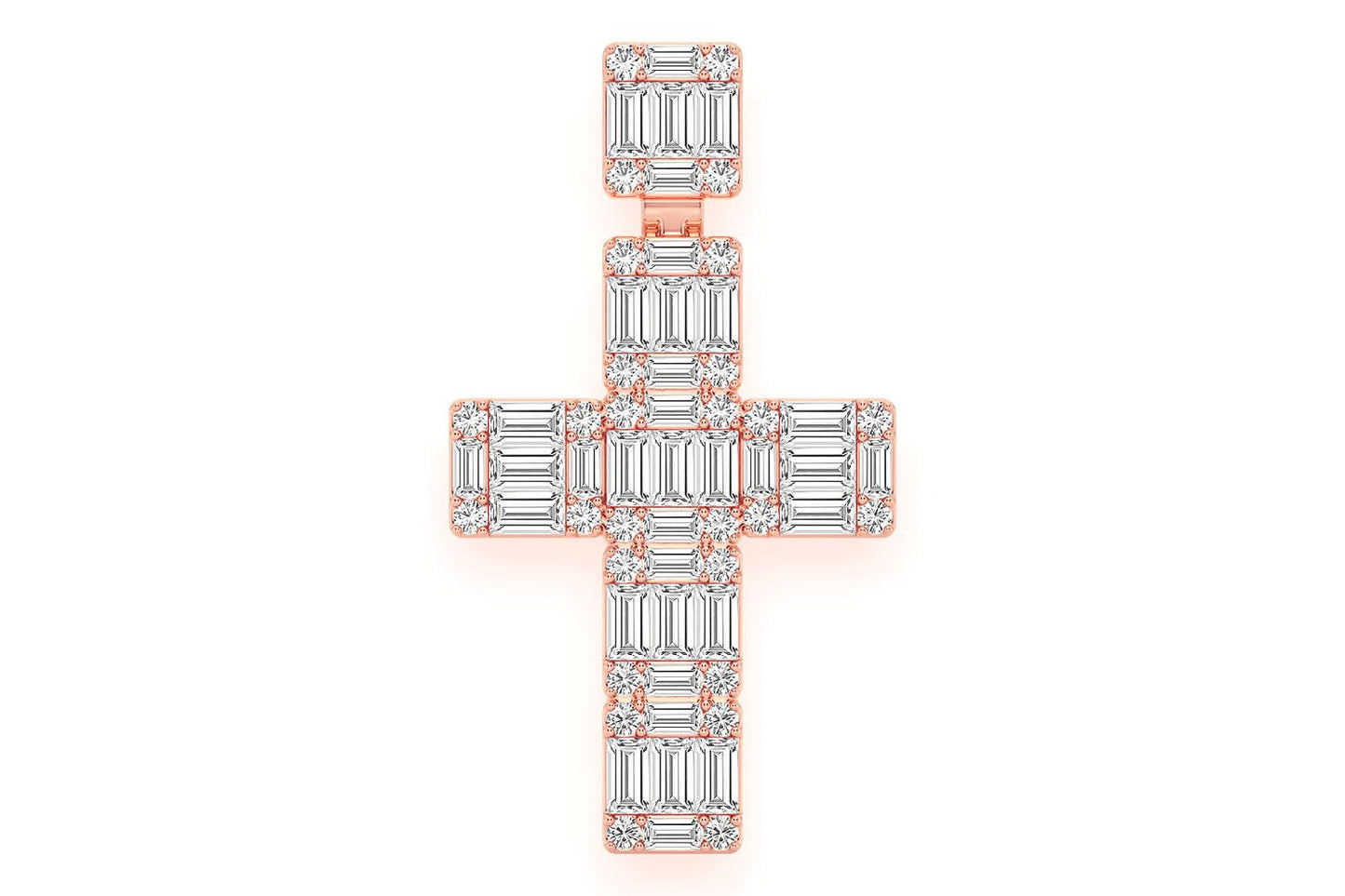 BAGUETTE CROSS DIAMOND PENDANT 14K SOLID GOLD 1.80CTW