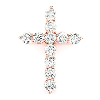 DIAMOND HIDDEN BAIL CROSS PENDANT 14K SOLID GOLD 4.45CTW