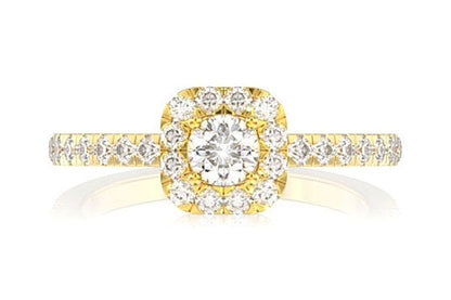 THAV - 0.75CTW SQUARE HALO - DIAMOND ENGAGEMENT RING
