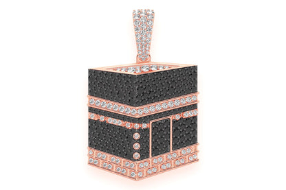 PANDANT KAABA CU DIAMANTE ALBE ȘI NEGRE, AUR MASIV DE 14K, 2.60 CT