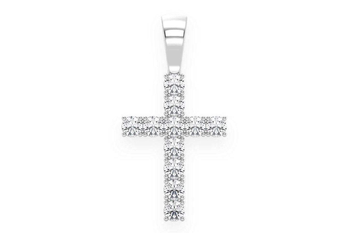 SOLITAIRE BASKET CROSS DIAMOND PENDANT 14K SOLID GOLD 3.75CTW