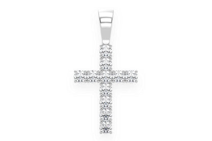 SOLITAIRE BASKET CROSS DIAMOND PENDANT 14K SOLID GOLD 3.75CTW