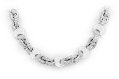 ROLO BEADED DIAMOND NECKLACE 14K SOLID GOLD 30.00CTW