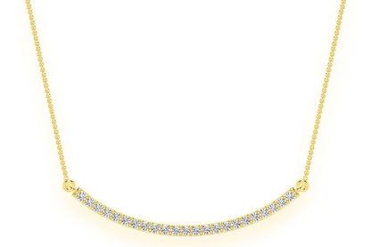CURVED BAR DIAMOND NECKLACE CONNECTED 14K SOLID GOLD 0.20CTW