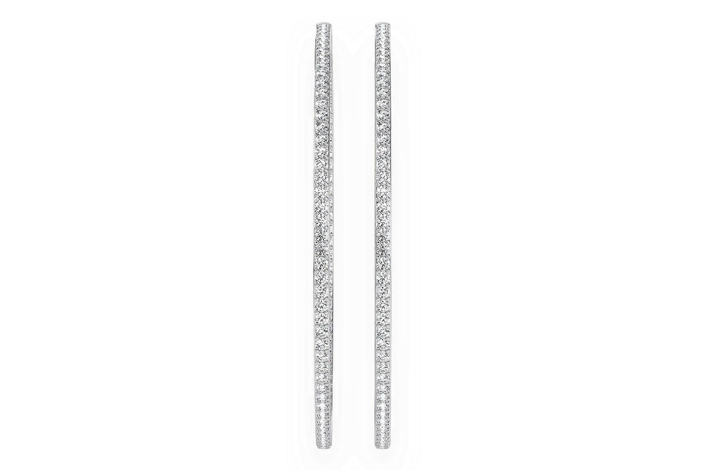 CERCEI MARI CU DIAMANTE, VERTICALE, AUR MASIV DE 14K, 5.00CT