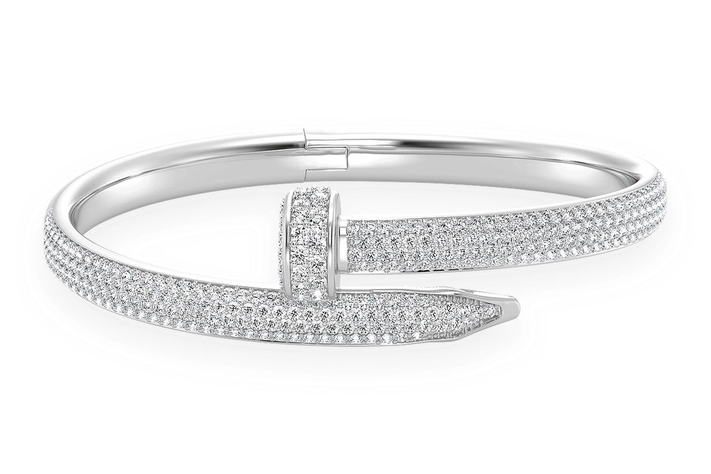 SMALL NAIL DIAMOND BANGLE 14K SOLID GOLD 2.75CTW