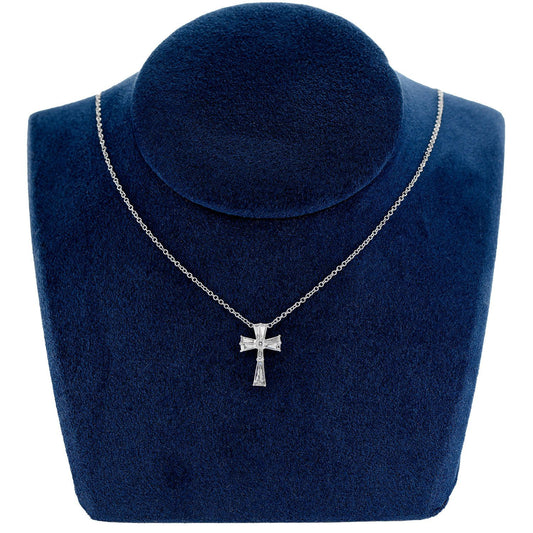 DIAMOND CROSS PENDANT ATTACHED NEKLACE 14K SOLID GOLD 0.75CTW
