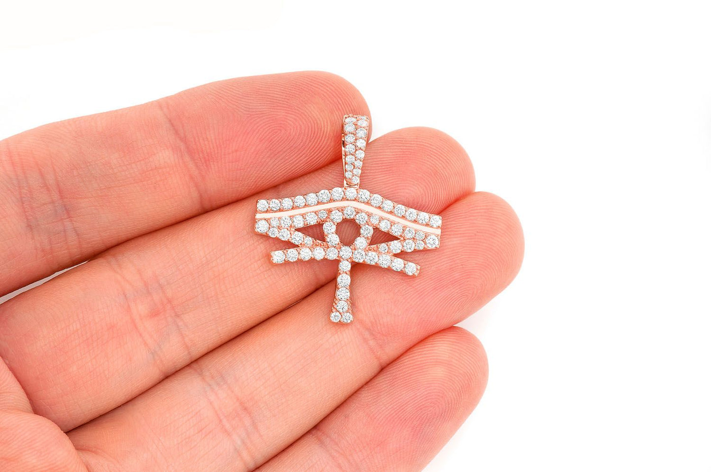 EYE OF RA DIAMOND PENDANT 14K SOLID GOLD 1.40CTW
