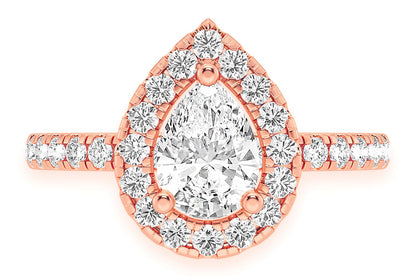 THAV - 0.75CT SOLITAIRE PEAR SHAPE HALO - DIAMOND ENGAGEMENT RING