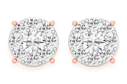 2.00CTW MOSAIC DIAMOND STUD EARRINGS 14K SOLID GOLD