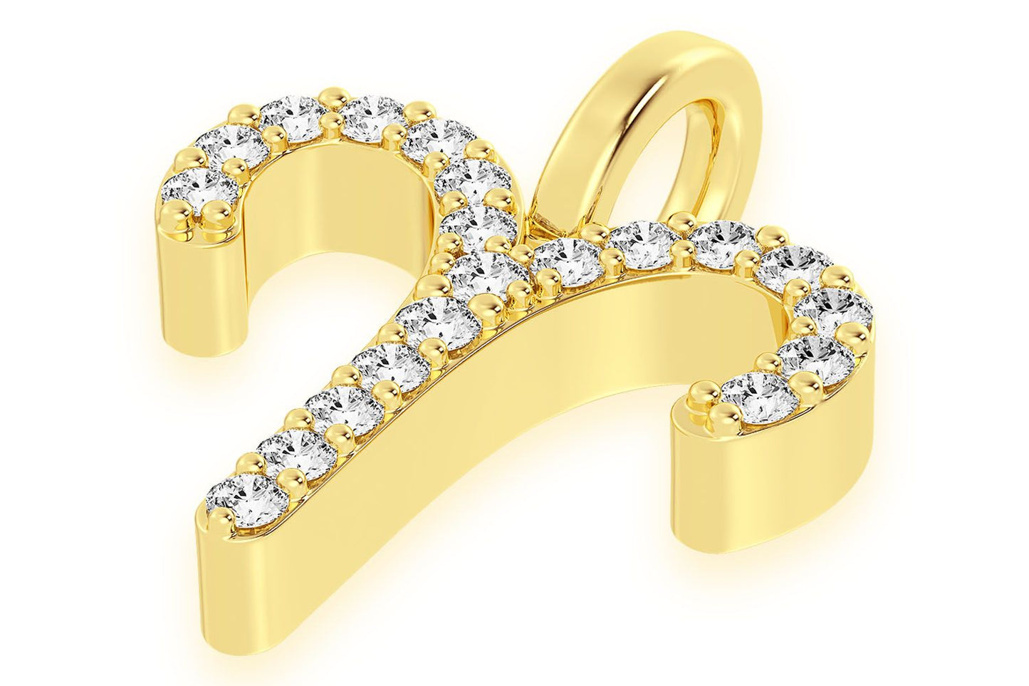 ARIES ZODIAC DIAMOND PENDANT 14K SOLID GOLD 0.10CTW