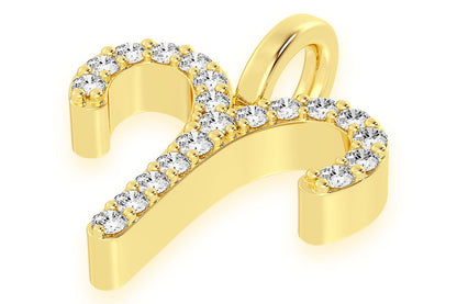 ARIES ZODIAC DIAMOND PENDANT 14K SOLID GOLD 0.10CTW
