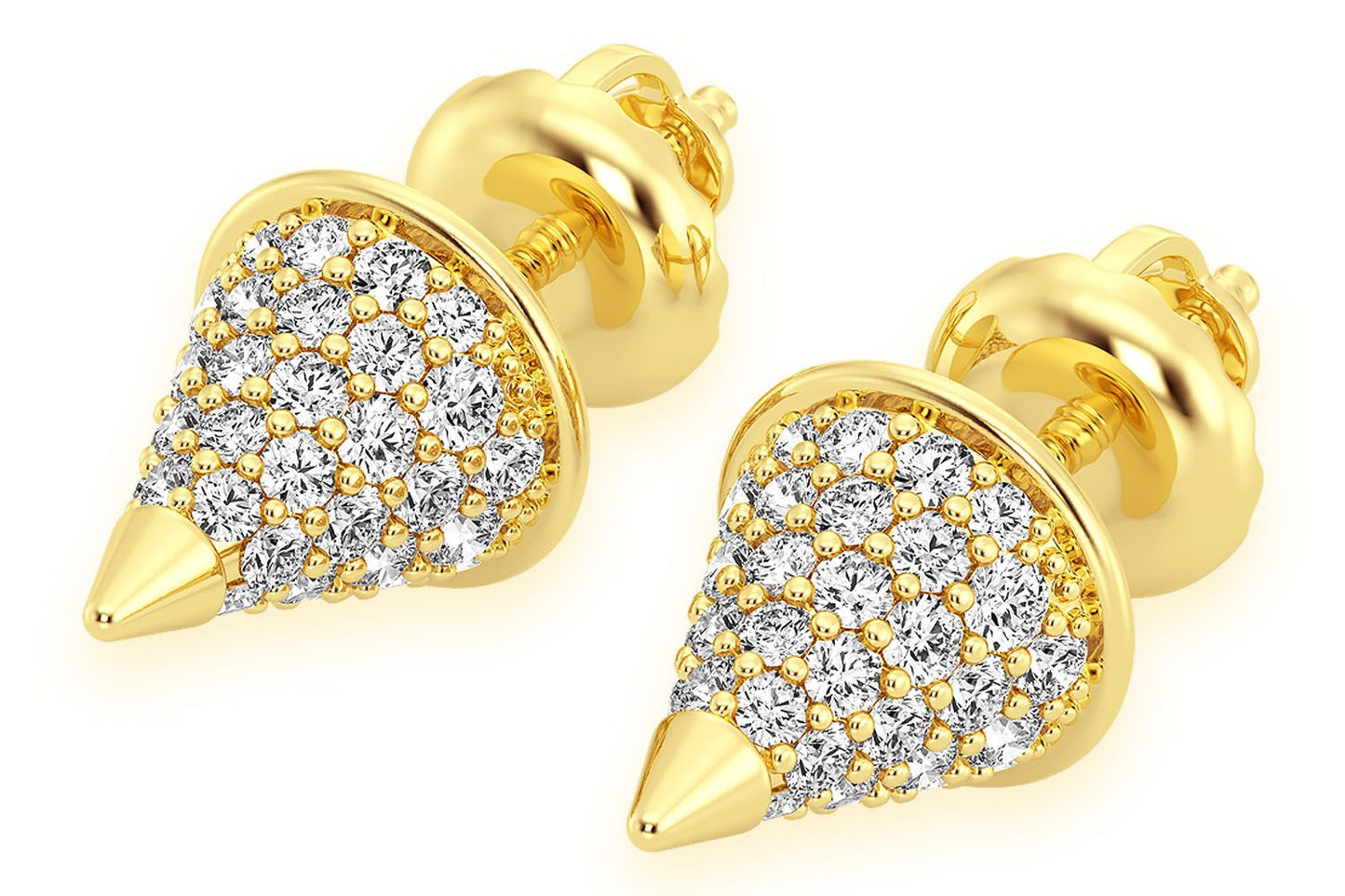BULLET POINT DIAMOND EARRINGS 14K SOLID GOLD 0.70CTW