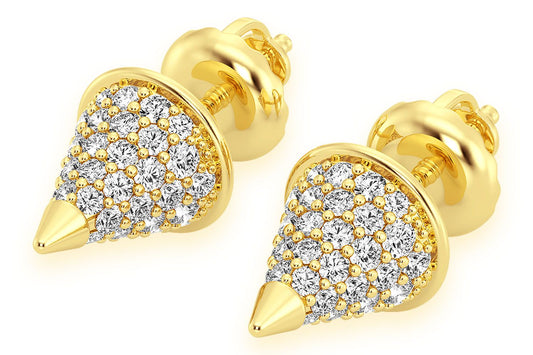 BULLET POINT DIAMOND EARRINGS 14K SOLID GOLD 0.70CTW