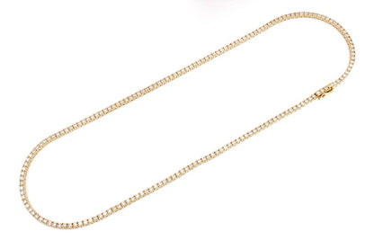 8PT PRONG SET TENNIS NECKLACE 14K SOLID GOLD 16.50CTW