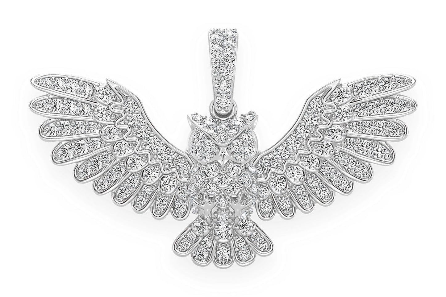 Pandantiv Bufniță cu Diamant, Aur Masiv de 14K, 0.75CT