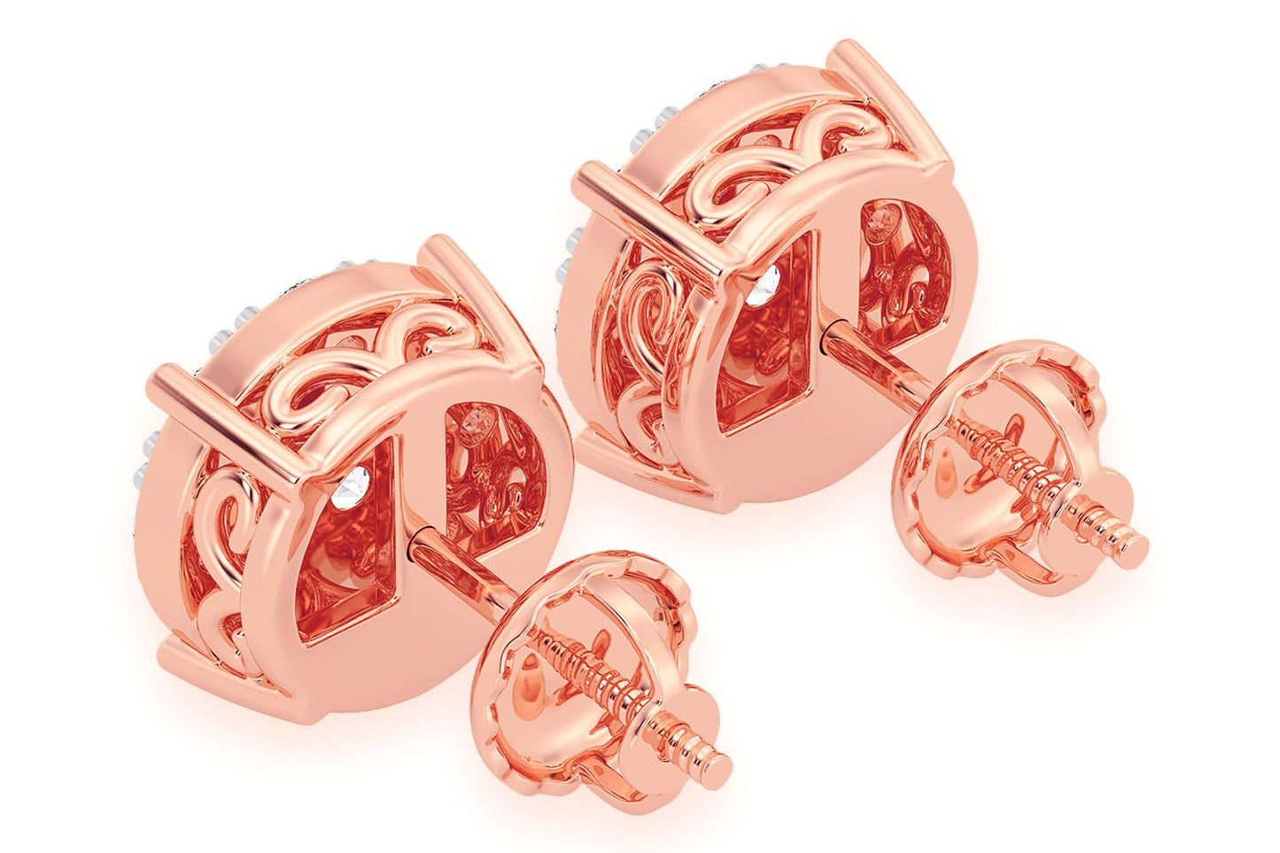 2.00CTW MOSAIC DIAMOND STUD EARRINGS 14K SOLID GOLD