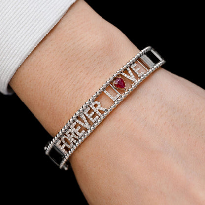 FOREVER LOVE DIAMOND AND RUBY BRACELET 14K SOLID GOLD