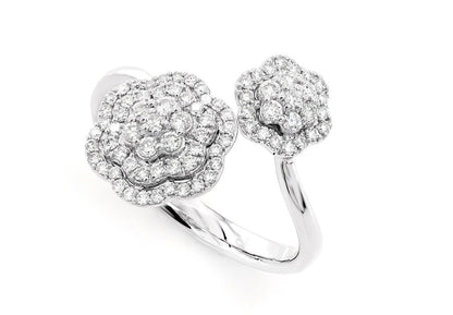 INEL CU DIAMANTE DUBLU HALO FLORAL, AUR MASIV DE 14K, 0.40CT