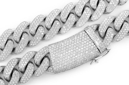 Бриллиантовое колье Miami Cuban Link 24 мм, цельное золото 14 карат, 71,75 карата