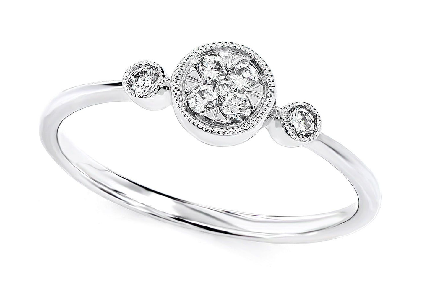 CLUSTER DIAMOND ENGAGEMENT RING 14K SOLID GOLD - 0.12CTW