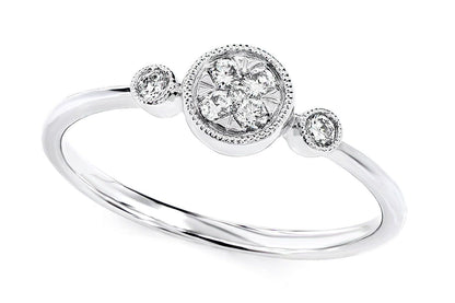 CLUSTER DIAMOND ENGAGEMENT RING 14K SOLID GOLD - 0.12CTW